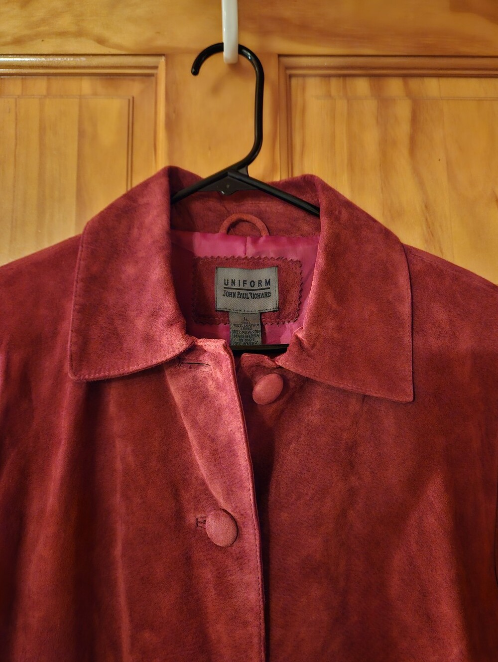 Red Suede Button-Front Jacket - Picture 3 of 10